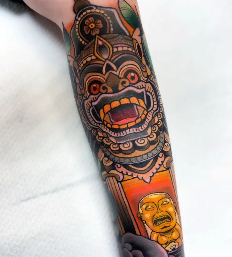 Colour neo-traditional tattoo by Alex Garcia, Cobra Gold Tattoo Studio Balen
