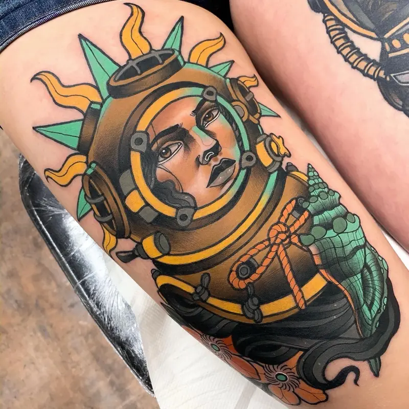 Neo-traditional tattoo by Alex Garcia in Balen, Kempen