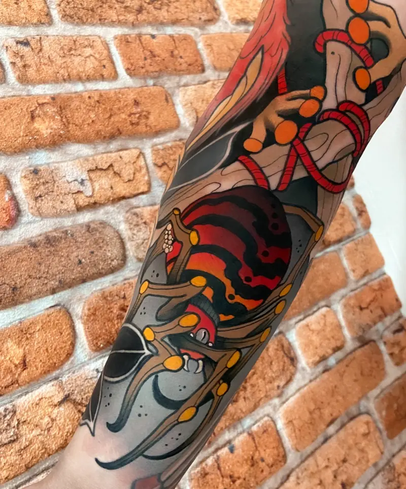 Neo-traditional colour tattoo by Alex Garcia, Balen