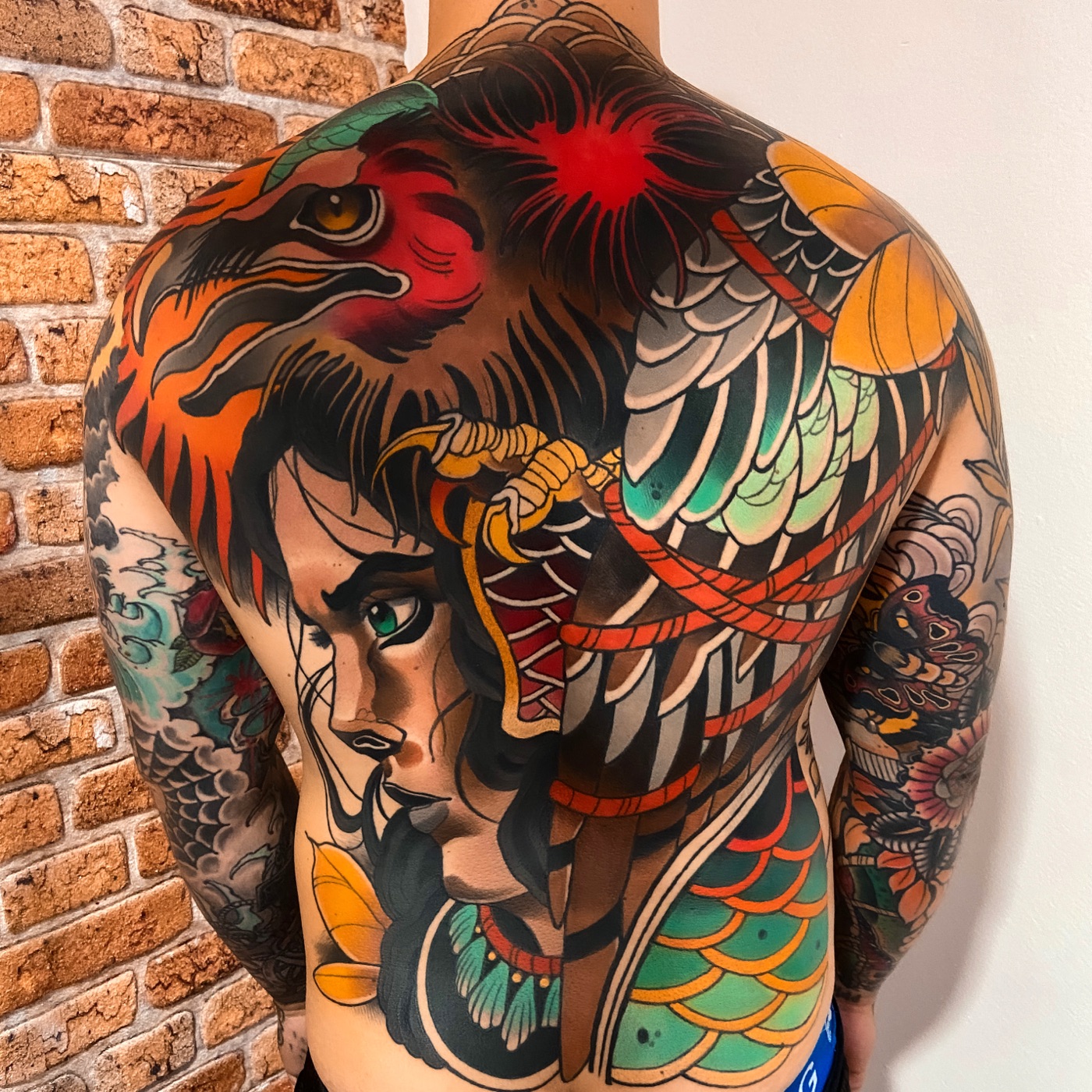 Grote custom Japanese rugtattoo door Alex, Cobra Gold Tattoo Studio in Balen