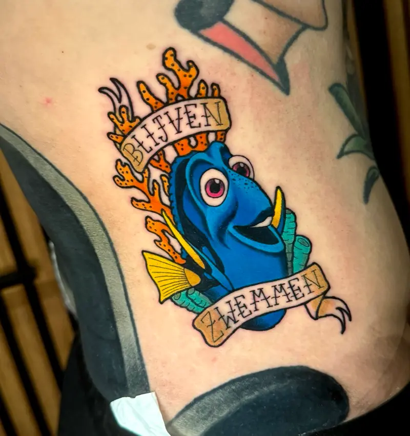 Neo-traditional colour tattoo by Naomy K., Cobra Gold Balen