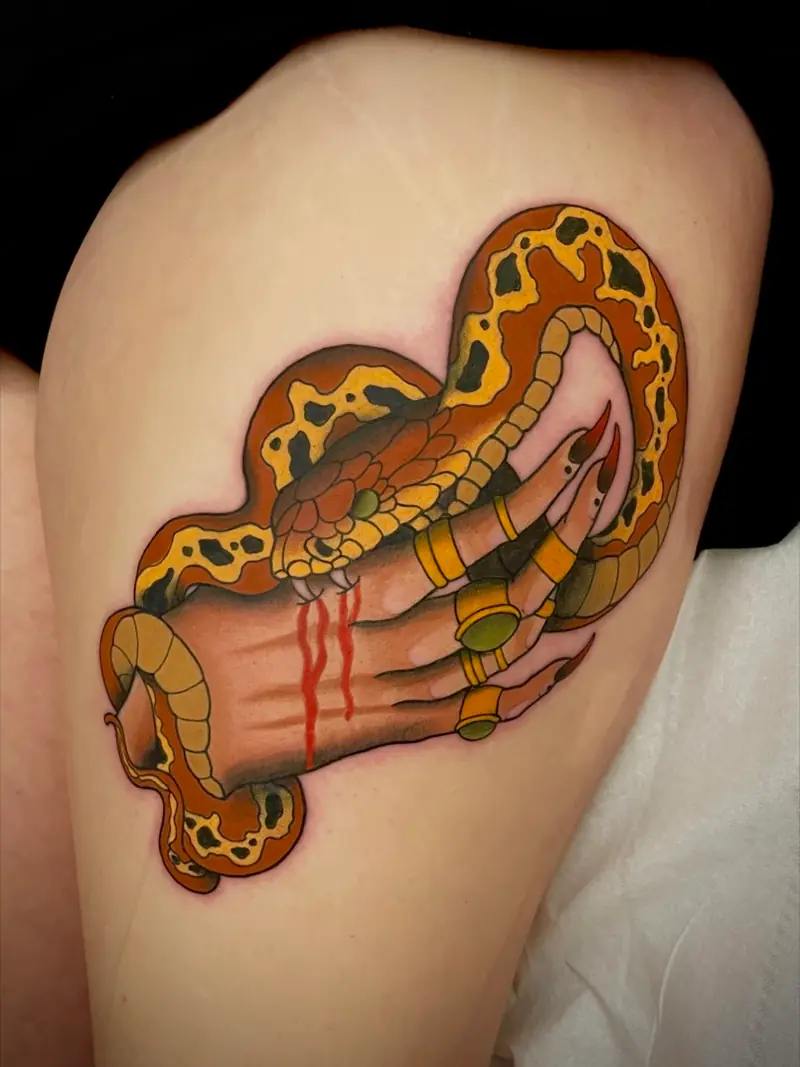 Neo-traditional colour tattoo by Naomy K. in Balen, Kempen