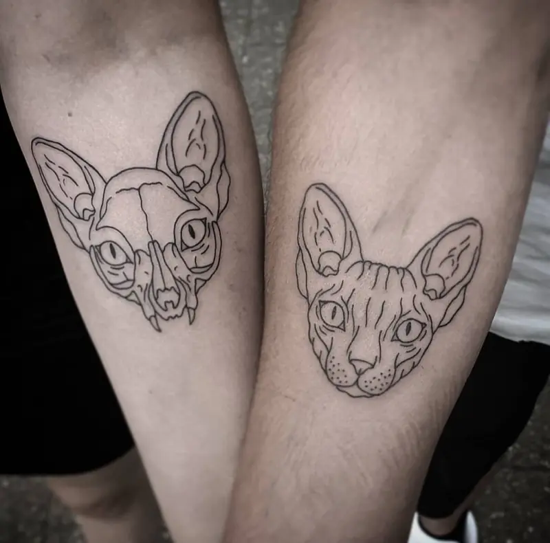 Fine line cat tattoo by Naomy K., Cobra Gold Balen